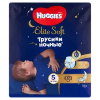 Huggies Elite Soft, pieluchomajtki na noc, rozmiar 5, 12-17 kg, 17 sztuk