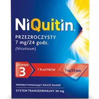 Niquitin przezroczysty, 7 mg/24 h, lek wspomagający rzucanie palenia, 7 plastrów