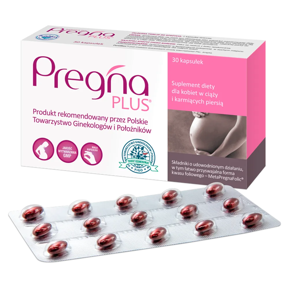 Pregna Plus, dla kobiet w ciąży i karmiących piersią, 30 kapsułek 