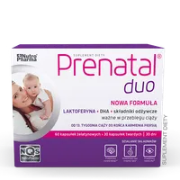 Prenatal Duo, suplement diety, 60 kaps. żelatynowych + 30 kaps. żelatynowych + Femaltiker 1 sasz. gratis