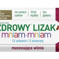 Zdrowy Lizak Mniam-mniam z witaminą C i D, suplement diety, smak musującej wiśni, 1 sztuka