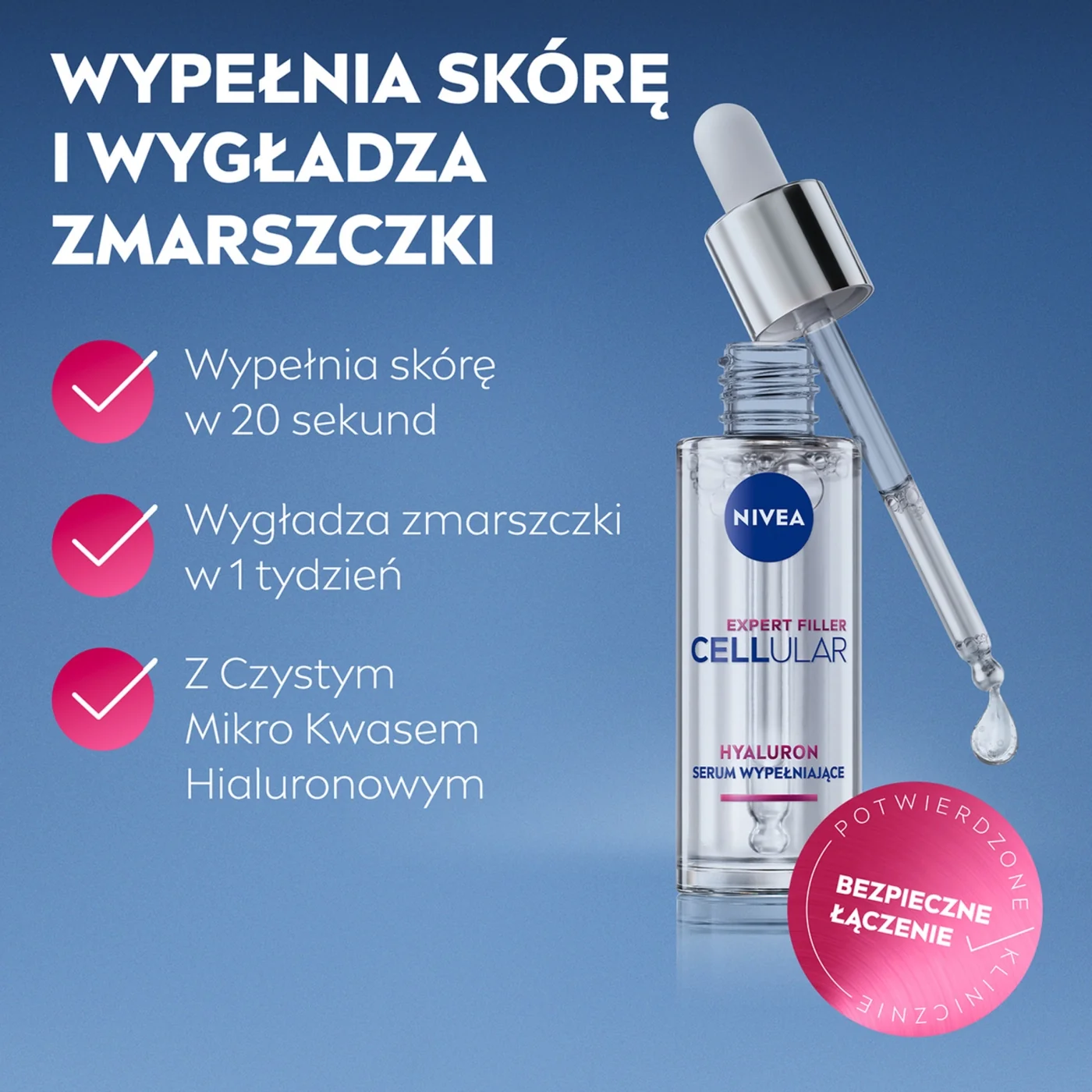 Nivea Cellular Expert Filler wypełniające serum hialuronowe, 30 ml