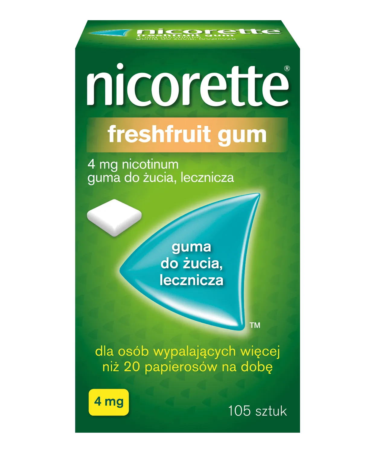 Nicorette FreshFruit Gum, 4 mg, 105 gum do żucia.