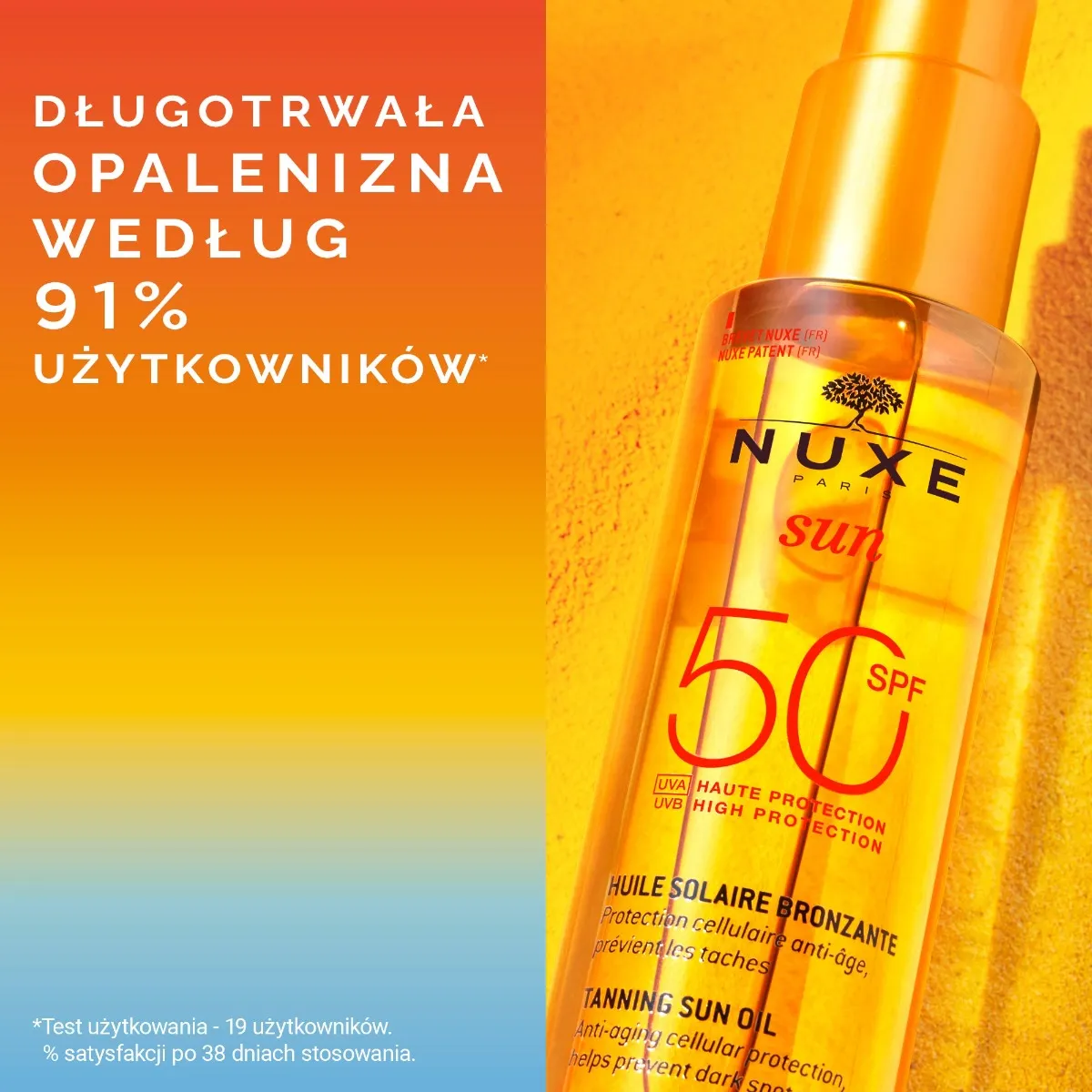 Nuxe Sun olejek do opalania twarzy i ciała SPF50, 150 ml 