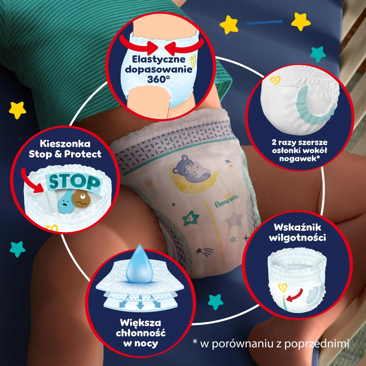 Pampers Night Pants pieluszki jednorazowe na noc, rozmiar 6, 13+ kg, 19 sztuk
