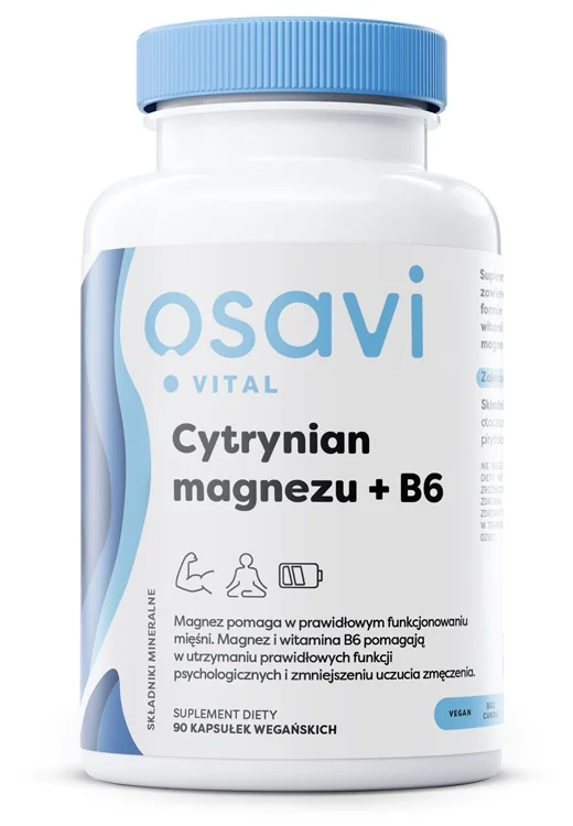 Osavi Cytrynian Magnezu + B6 90 kapsułek wegańskich