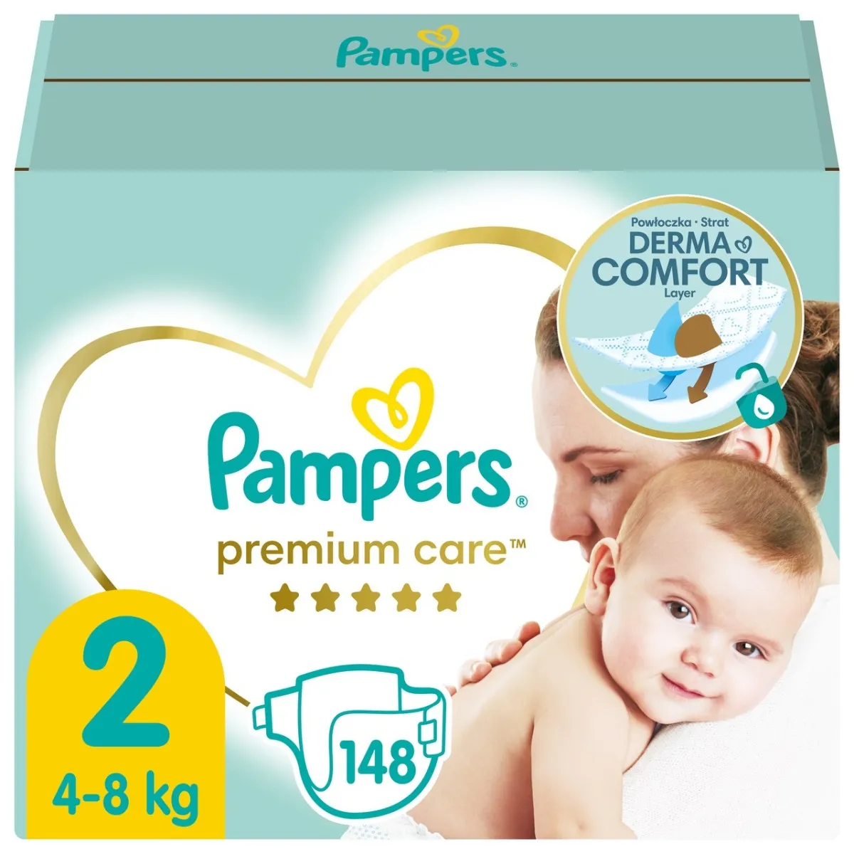 Pampers Premium Care, pieluchy, rozmiar 2, 4-8 kg, 148 sztuk 