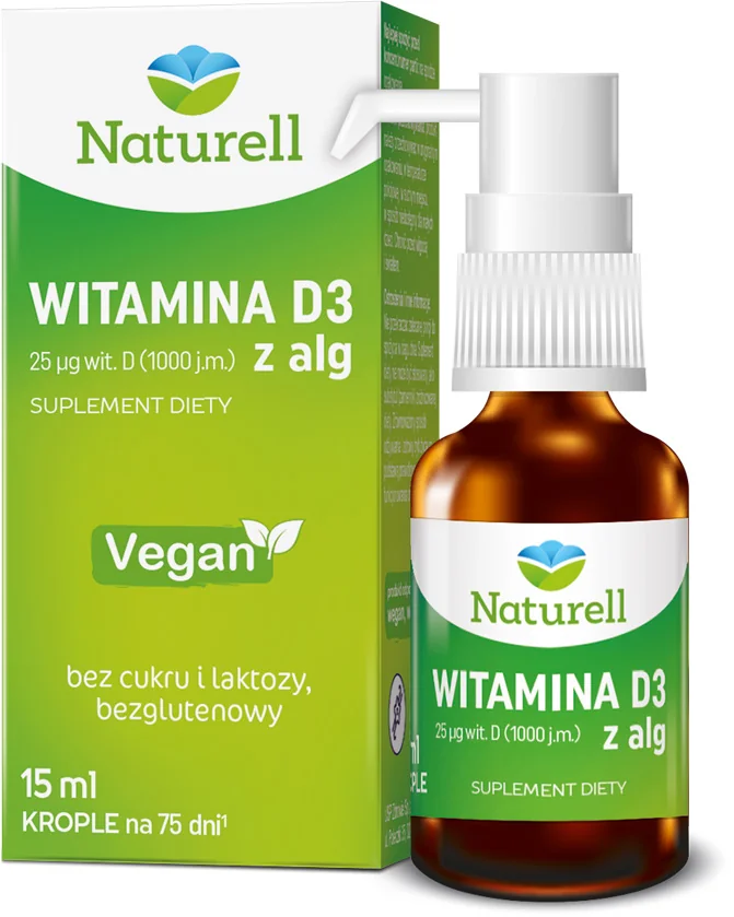 Naturell Witamina D3 z alg suplement diety, 15 ml