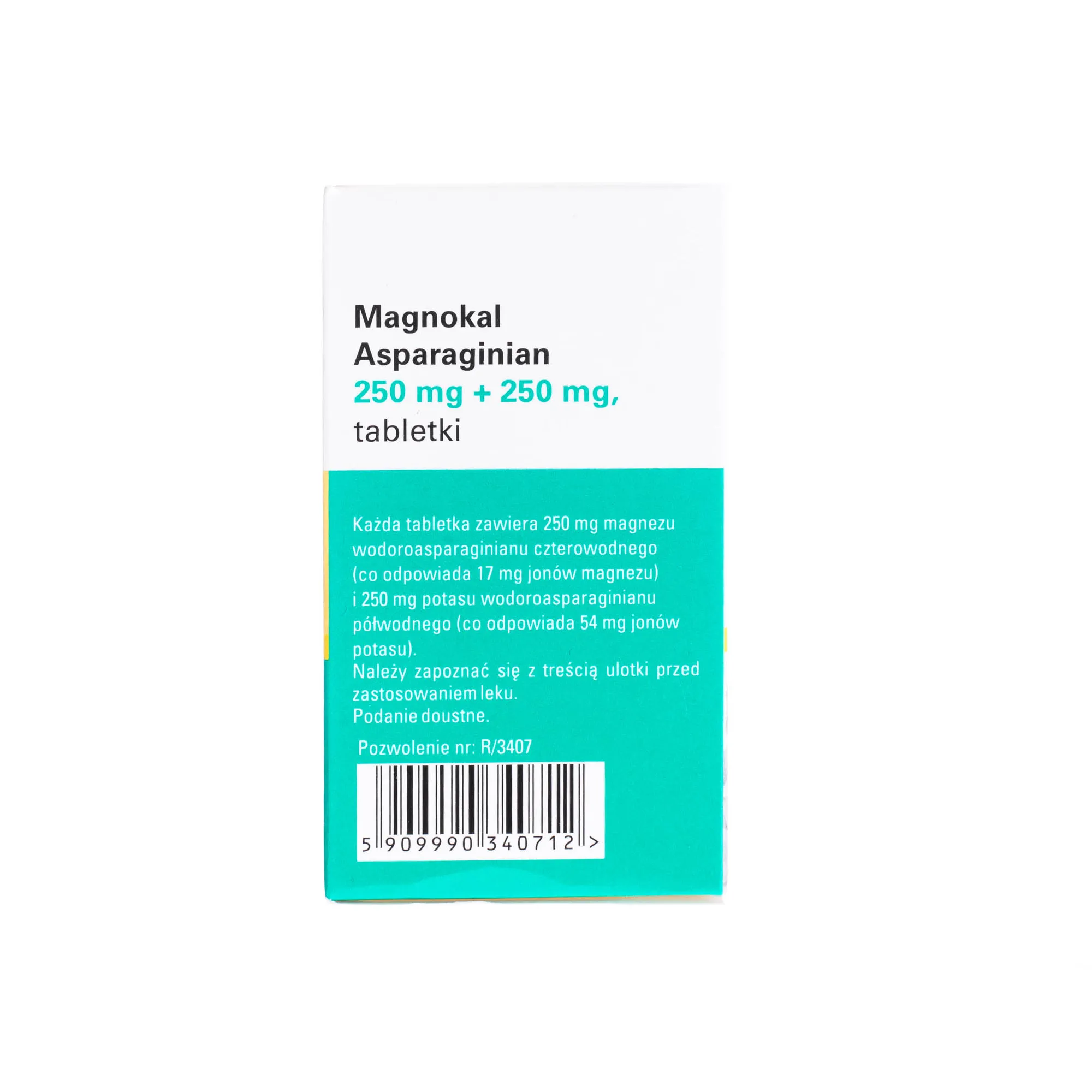 Magnokal Asparaginian, 250 mg + 250 mg, 50 tabletek 