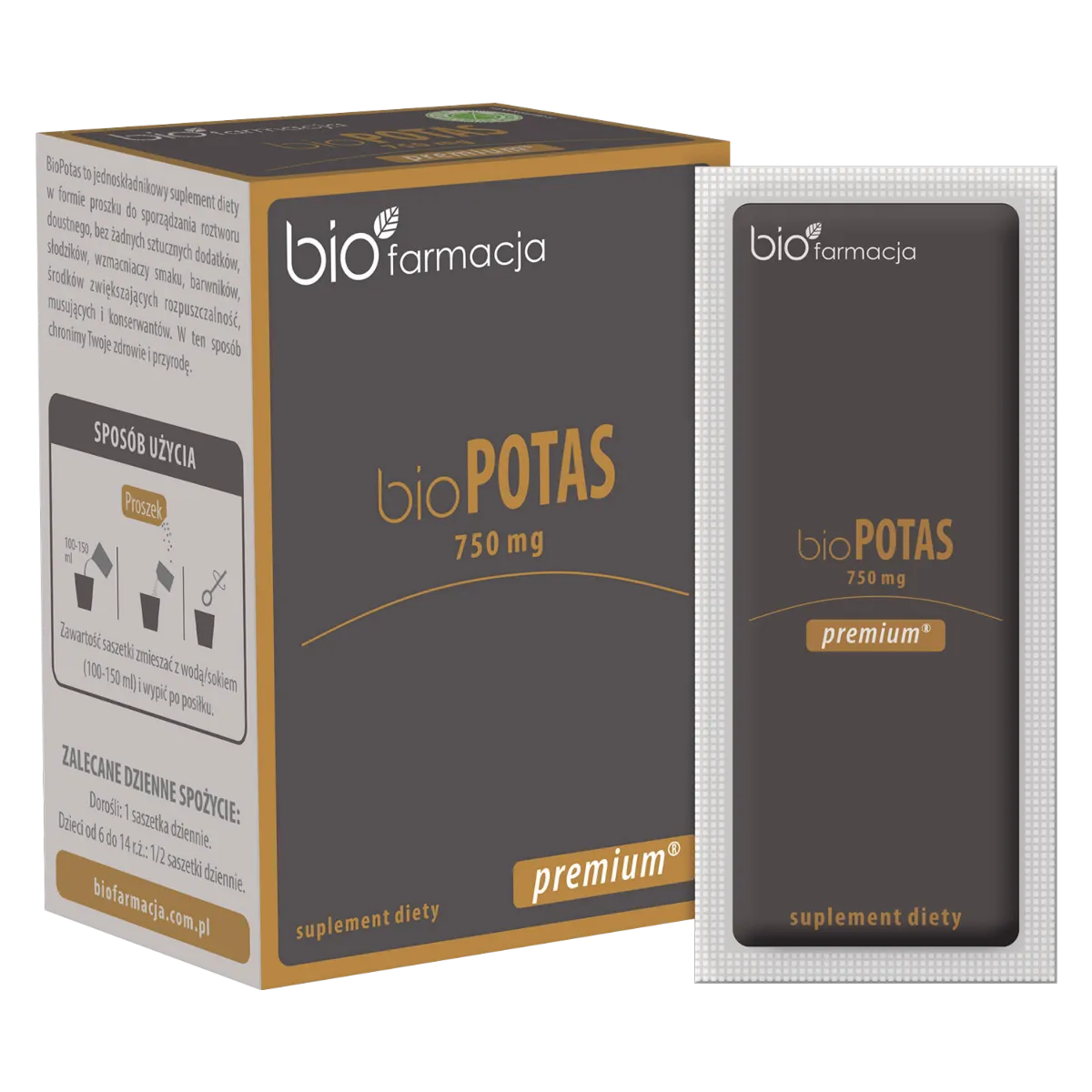 Biofarmacja bioPOTAS Premium naturalny potas 750 mg, 30 saszetek