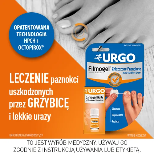 Urgo Filmogel Na Zniszczone Paznokcie Przez Grzybicę i Urazy płyn, 3,3 ml