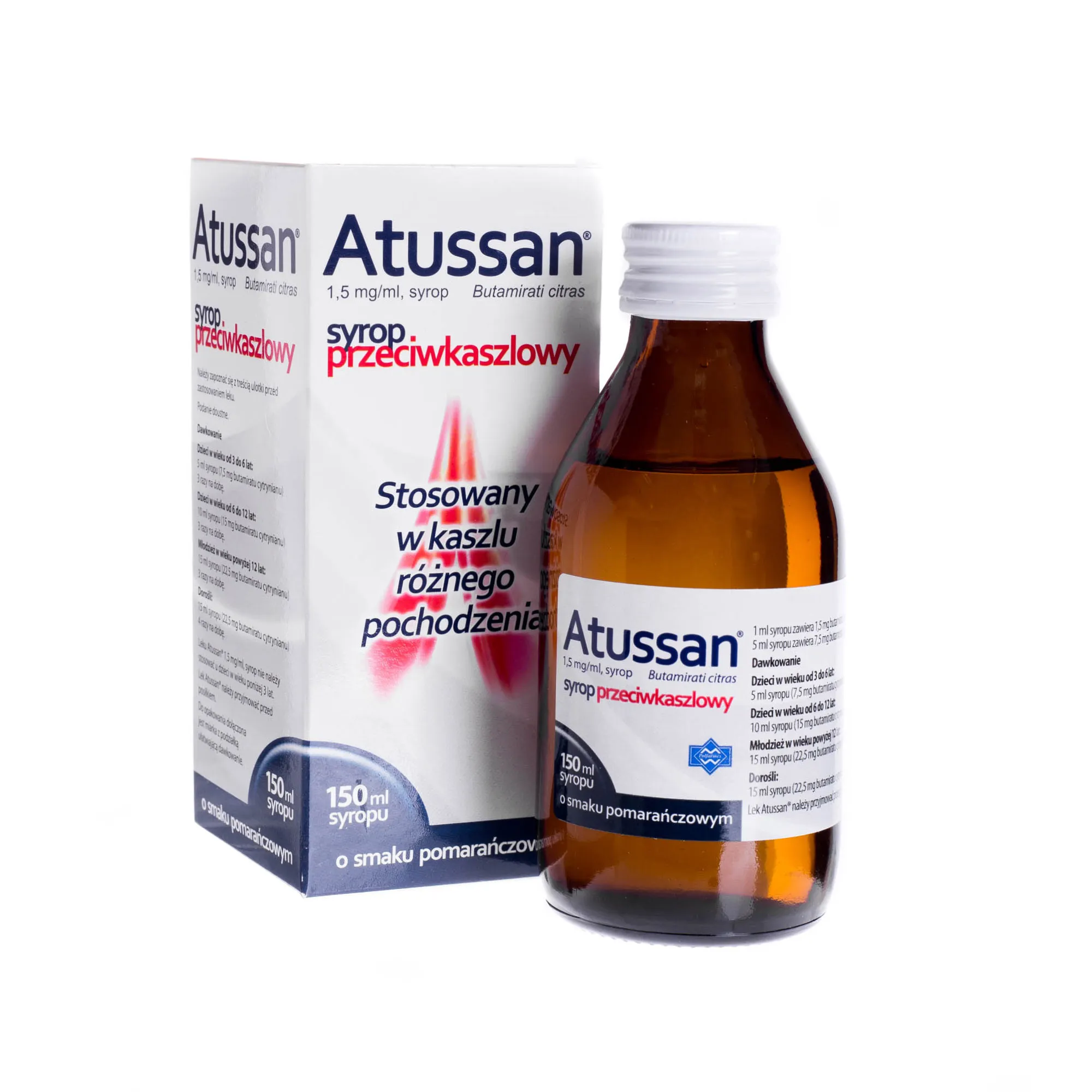 Atussan, syrop, smak pomarańczowy, 150 ml 