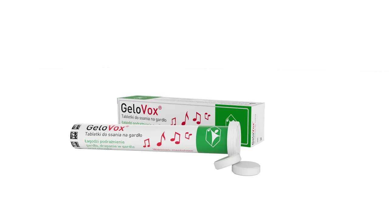 Gelavox, smak wiśniowo-mentolowy, 10 tabletek do ssania