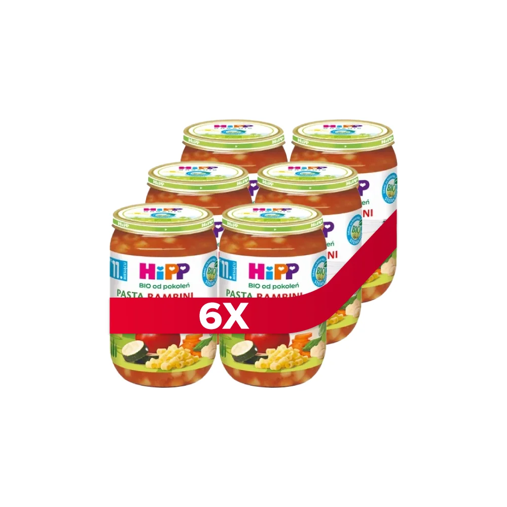 HiPP BIO od pokoleń obiadek Pasta Bambini Rigatoni Napoli po 11. miesiącu, 6 x 220 g