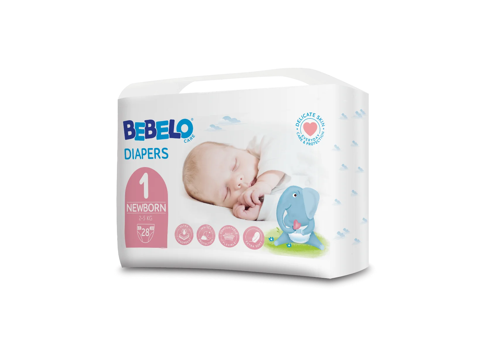 Bebelo Care Dr.Max Diapers 1 Newborn, pieluchy 2-5 kg, 28 sztuk 