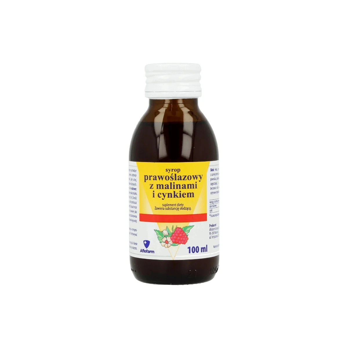 Syrop Prawoślazowy z malinami i cynkiem bez cukru suplement diety, 100 ml