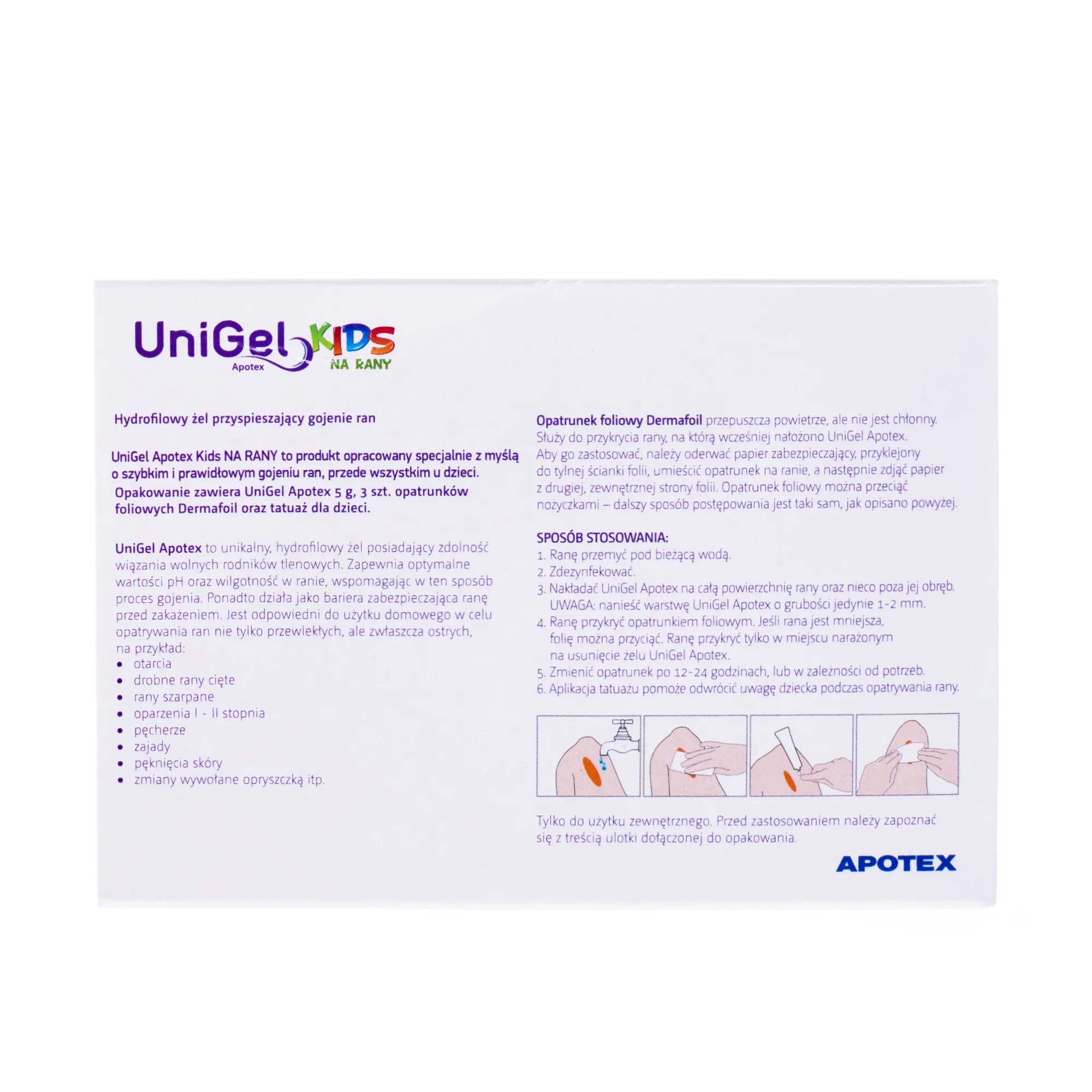 Unigel Apotex Kids na rany, żel przyspieszający gojenie ran, 5 g 