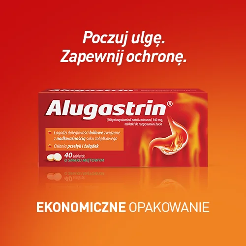 Alugastrin smaku miętowy, 40 tabletek do żucia