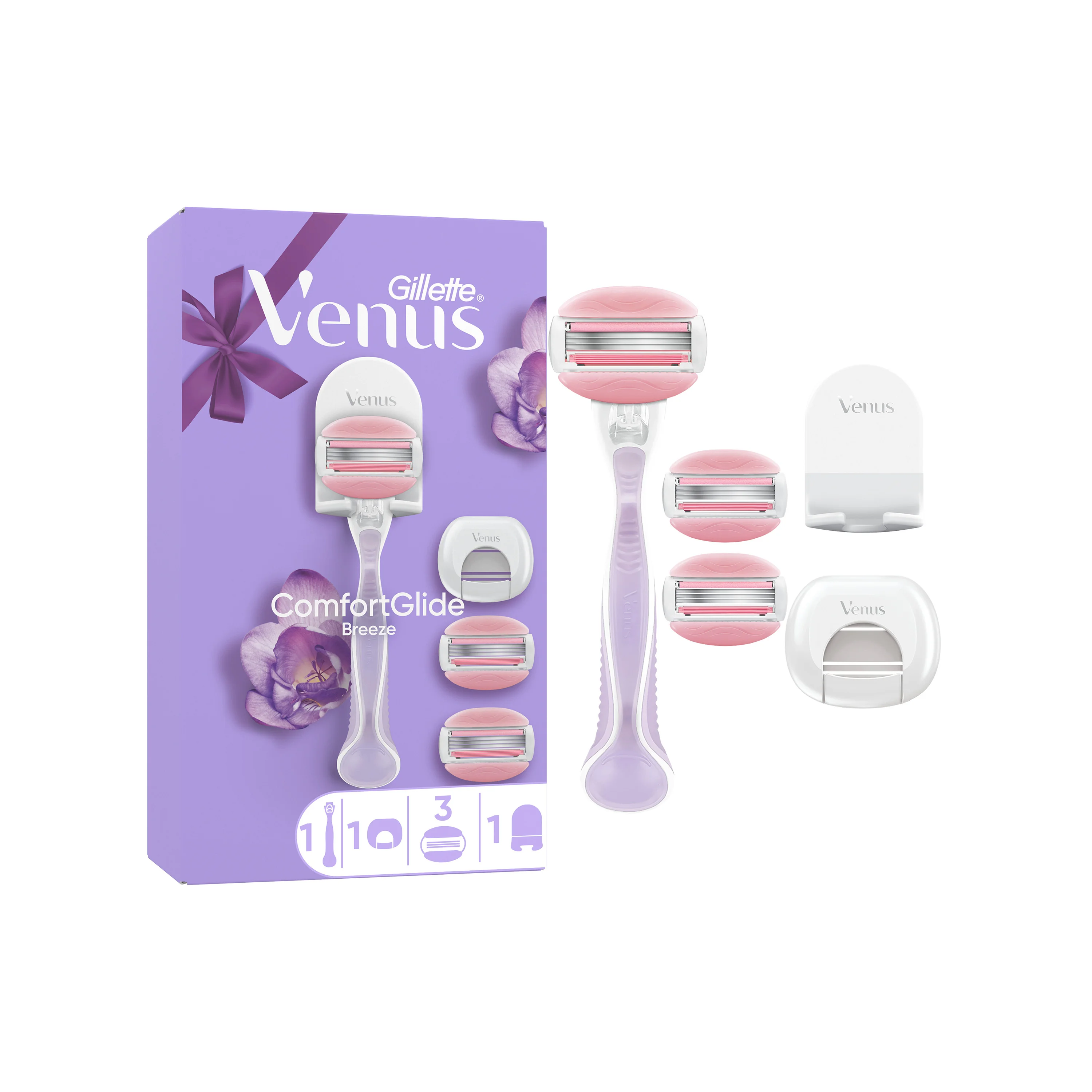 Gillette Venus ComfortGlide Breeze damska maszynka do golenia + uchwyt + 3 wkłady