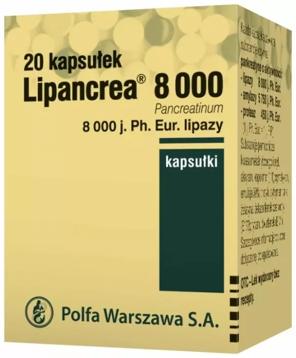 Lipancrea 8000 j.m. 20 kapsułek