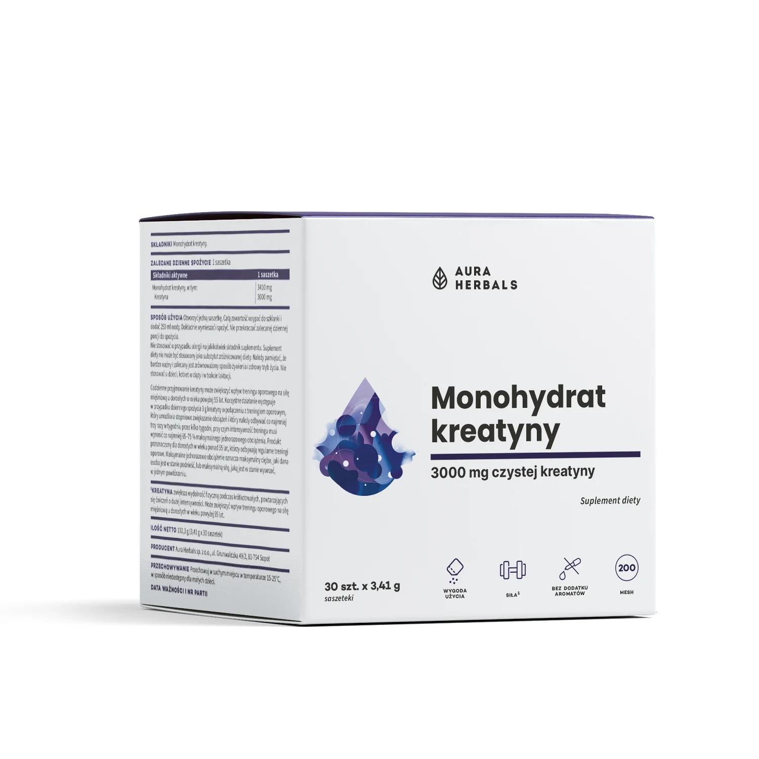 Aura Herbals Kreatyna, monohydrat 30 saszetek x 3,41g