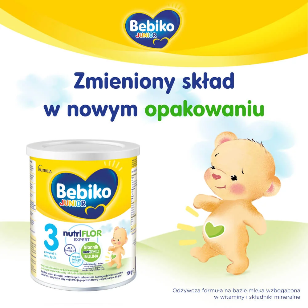 Bebiko Junior 3 Nutriflor Expert odżywcza formuła na bazie mleka dla dzieci powyżej 1. roku życia, 700 g