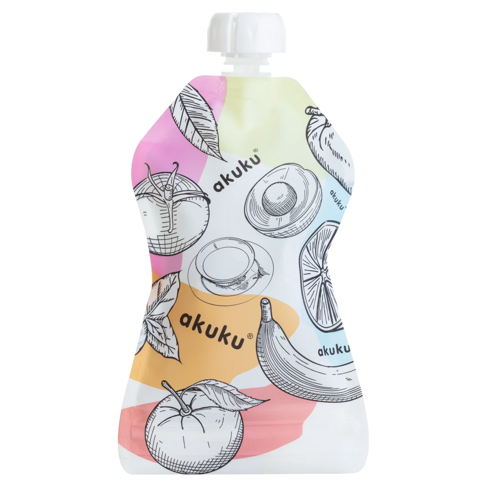 Akuku, wielorazowe saszetki na pokarm A0056, 5 sztuk