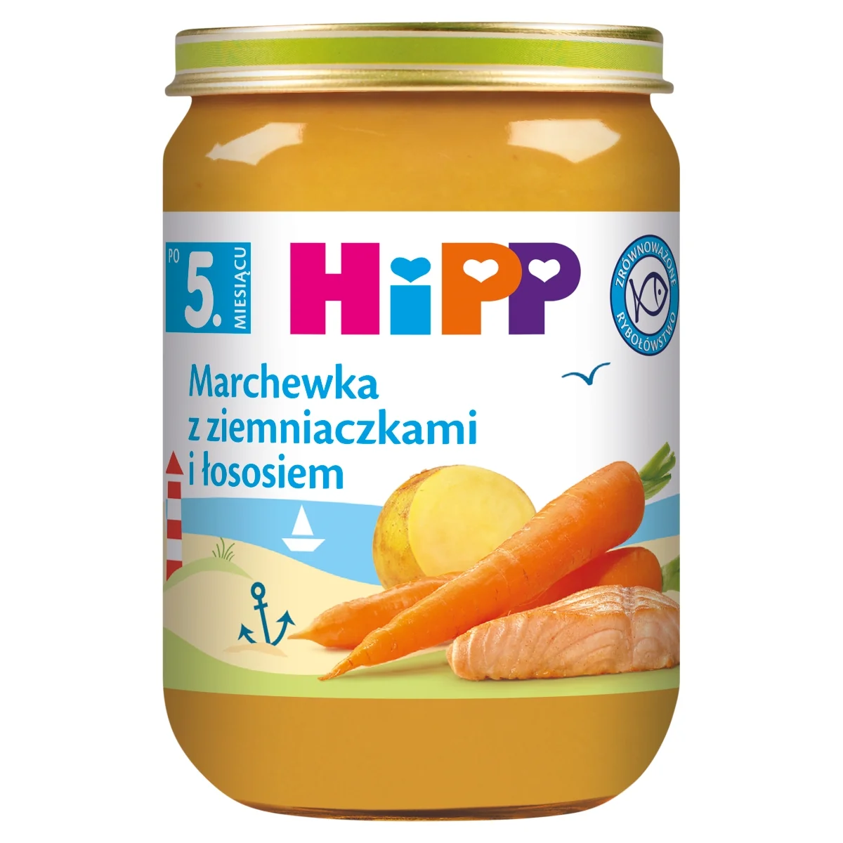 HiPP marchewka z ziemniaczkami i łososiem, po 5. miesiącu, 190 g