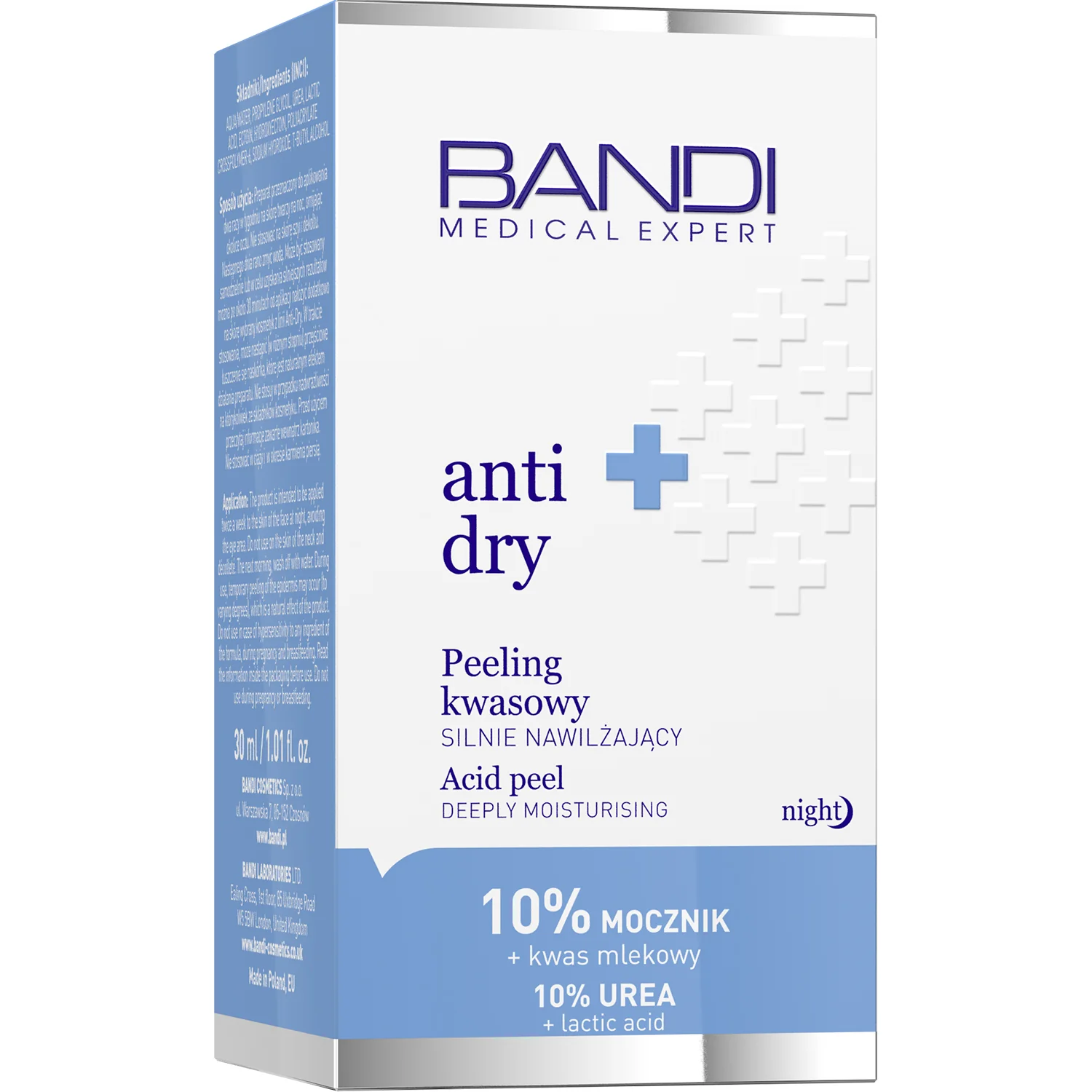 Bandi Medical Expert Anti-Dry Peeling Kwasowy Silnie Nawilżający 10% Mocznik + Kwas mlekowy, 30 ml