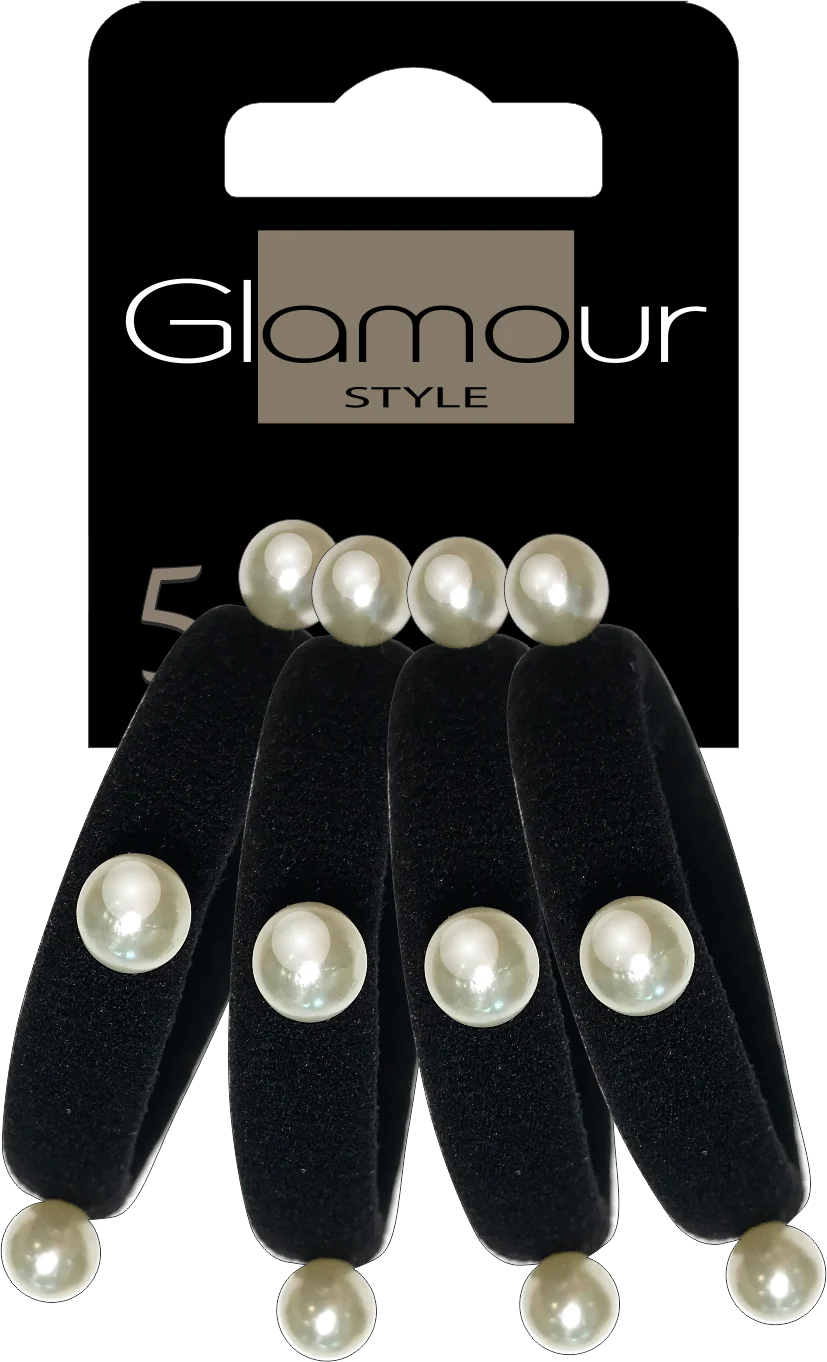 Glamour gumki do włosów czarne z perełkami, 4 szt.