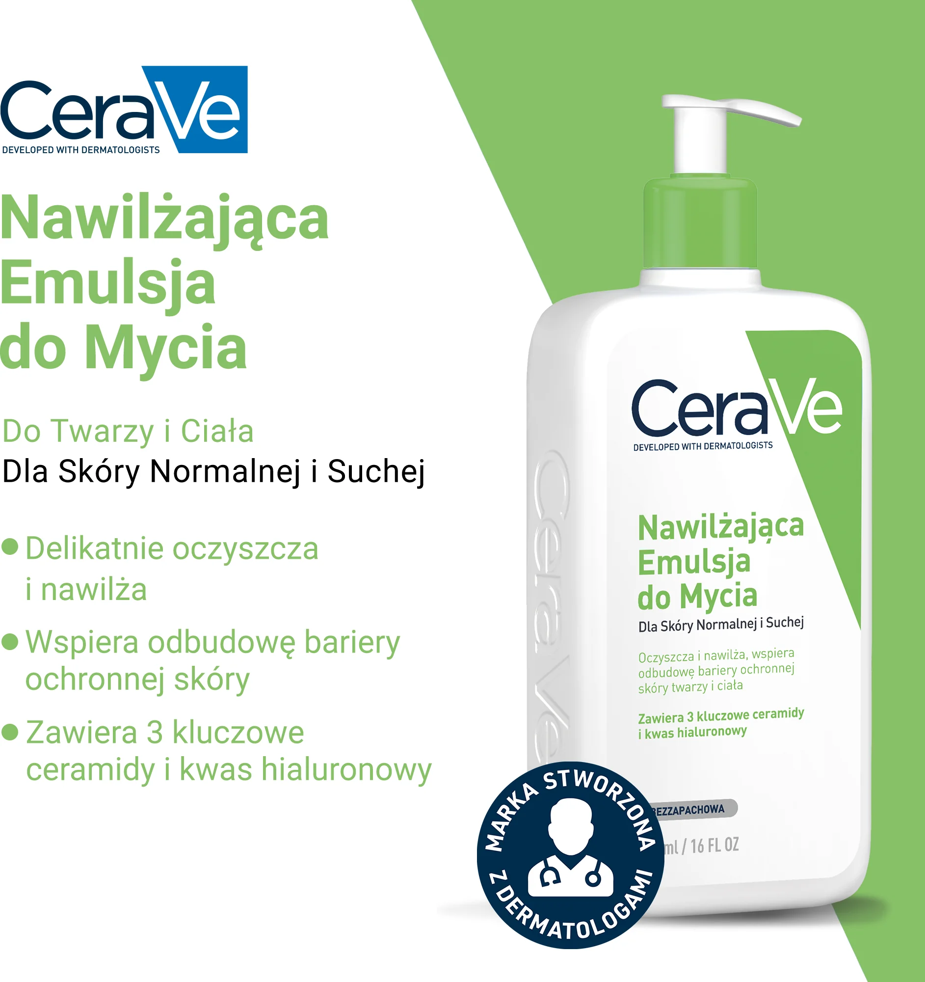 CeraVe nawilżająca emulsja do mycia z ceramidami, 236 ml