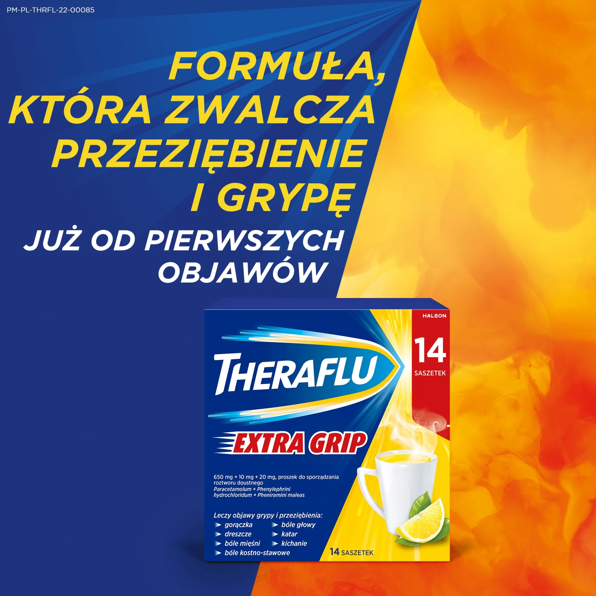 Theraflu ExtraGrip 650 mg + 10 mg + 20 mg, 14 saszetek