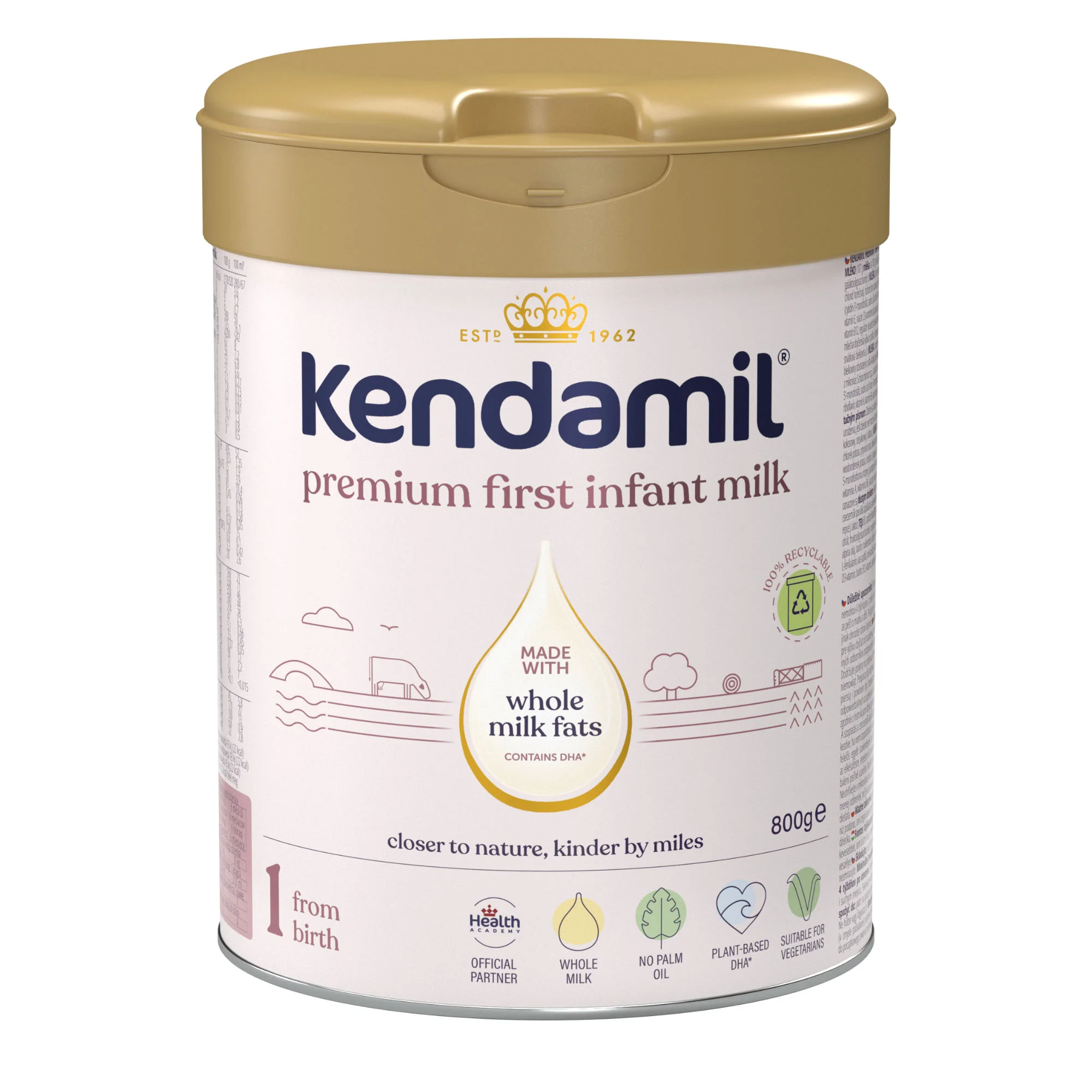 Kendamil Premium DHA+ Mleko początkowe 1 dla niemowląt, 800 g