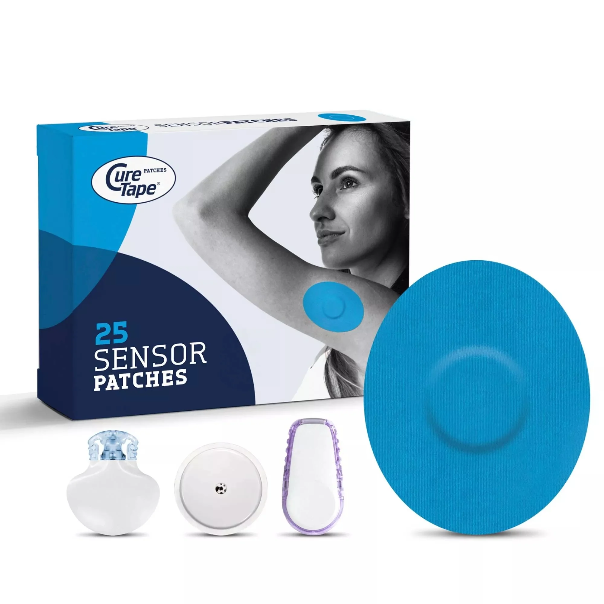 CureTape plastry ochronne na sensor CGM niebieskie, 25 sztuk