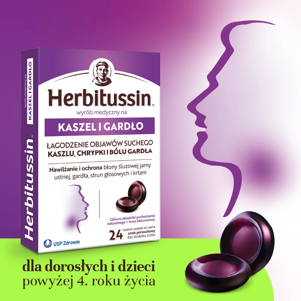 Herbitussin na kaszel i gardło, 24 pastylki