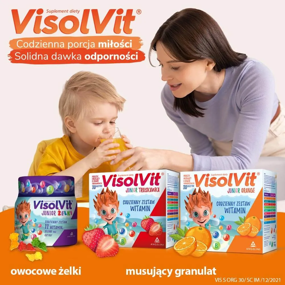 Visolvit Junior Orange, smak pomarańczowy, 30 saszetek 