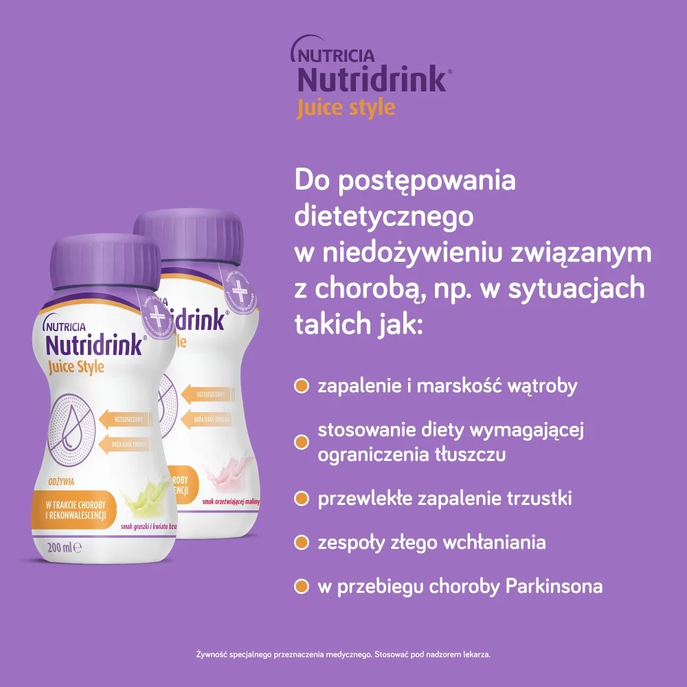 Nutridrink Juice Style smak gruszki i kwiatu bzu, 4 x 200 ml