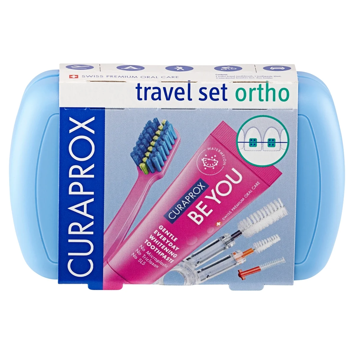 Curaprox Travel Set Ortho podróżny zestaw ortodontyczny niebieski