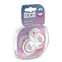 Lovi Night&Day Girl Hippo,  smoczek silikonowy dynamiczny 0-3m, 2 sztuki