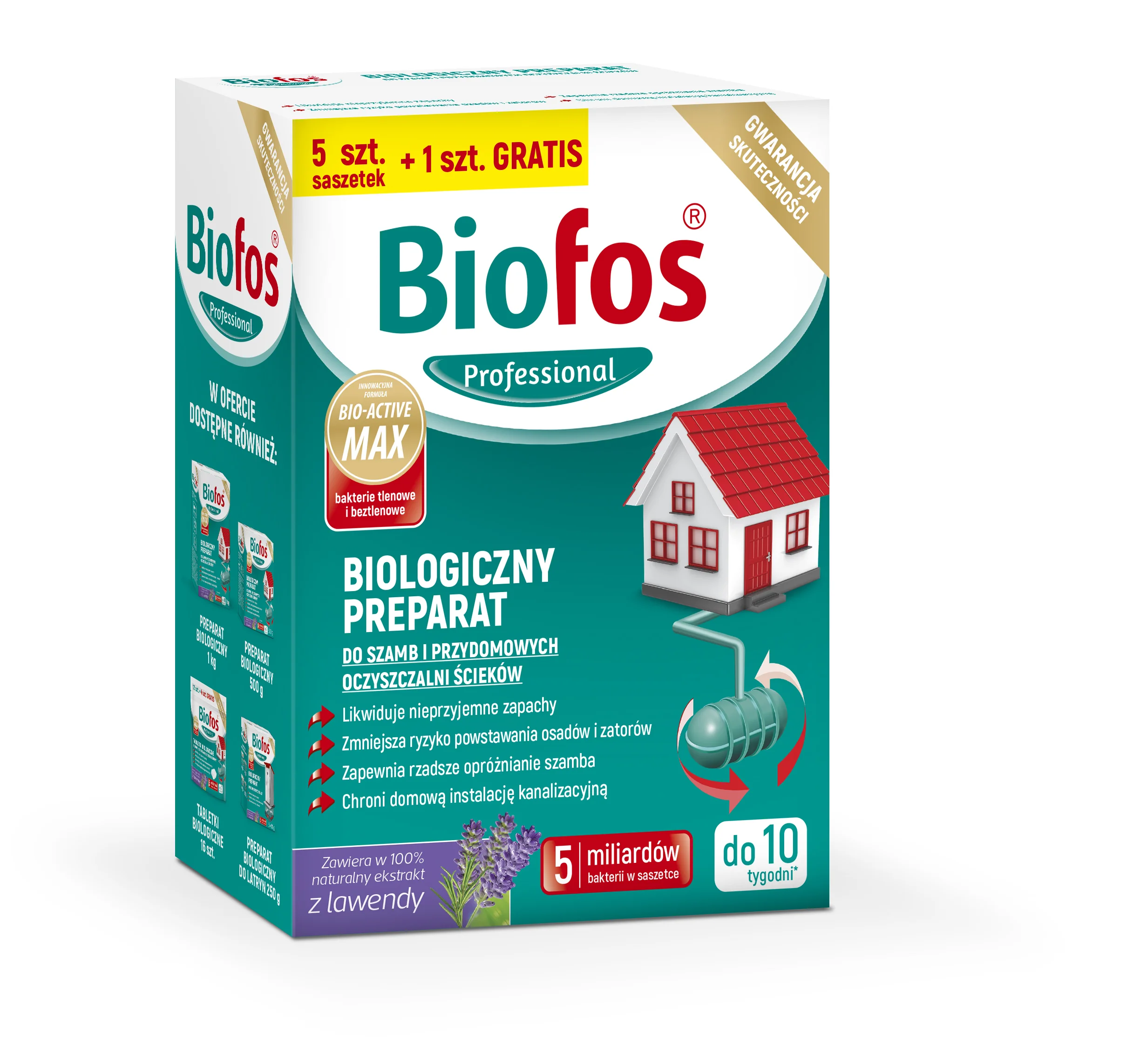 Biofos® Profesional biologiczny preparat do szamb i przydomowych oczyszczalni ścieków, 6 saszetek