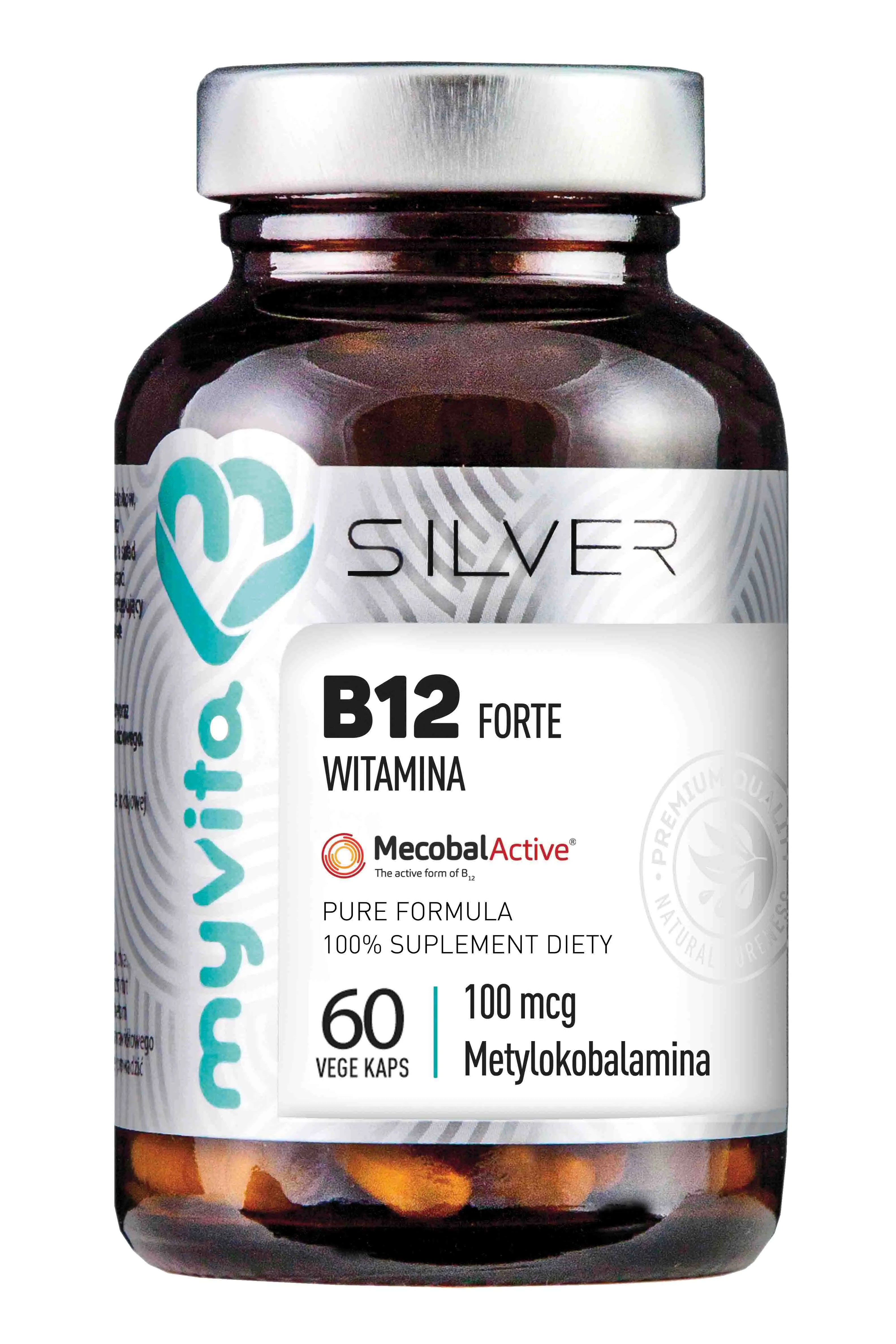 MyVita Silver, Witamina B12 Forte 100mcg, suplement diety, 60 kapsułek