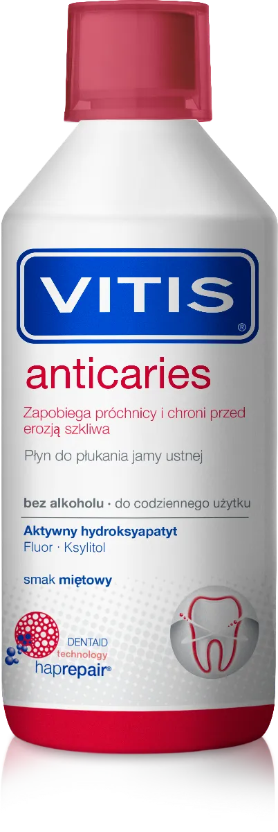 VITIS Anticaries, płyn do płukania jamy ustnej, smak miętowy, 500 ml