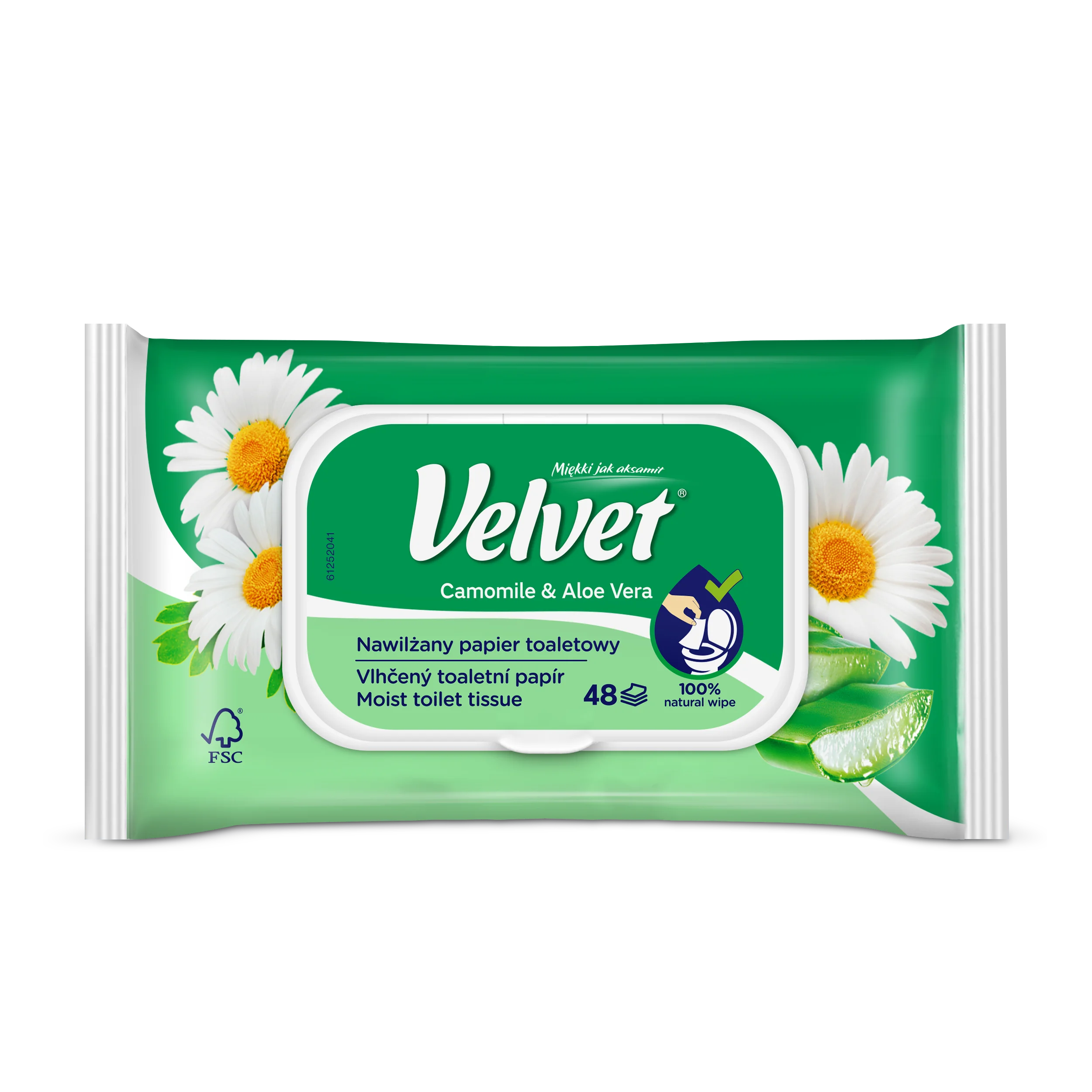 Velvet Camomile & Aloe Vera nawilżany papier toaletowy, 1 szt.
