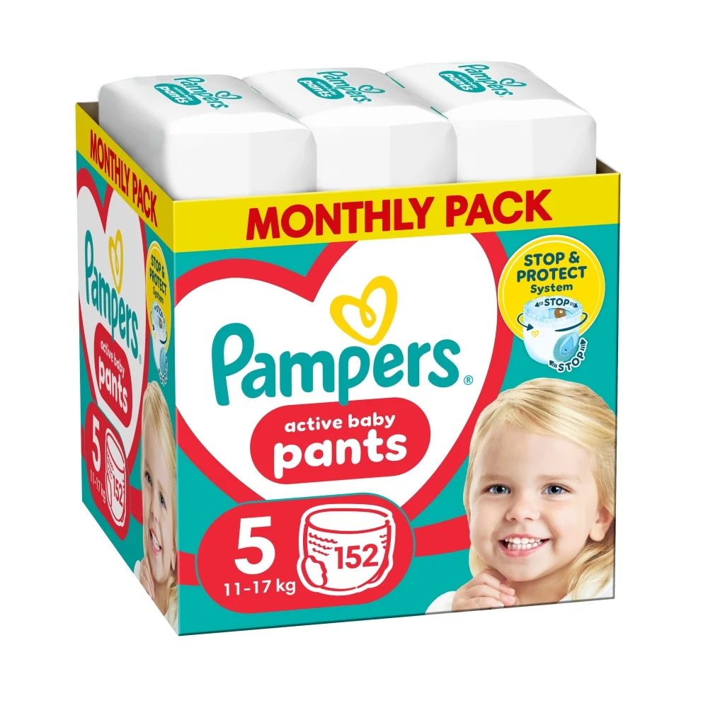 Pampers Active Baby Pants 5 pieluchomajtki, rozmiar 5, 11-17 kg, 152 sztuki