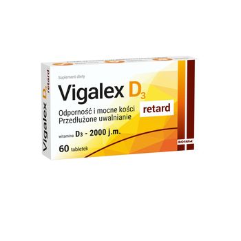 Vigalex D3 2000 j.m. retard, suplement diety, 60 tabletek powlekanych o przedłużonym uwalnianiu 