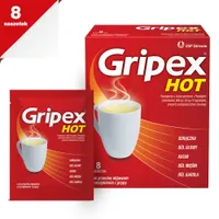 Gripex Hot - Proszek do sporządzania roztworu doustnego przeciw objawom przeziębienia i grypy, 8 saszetek