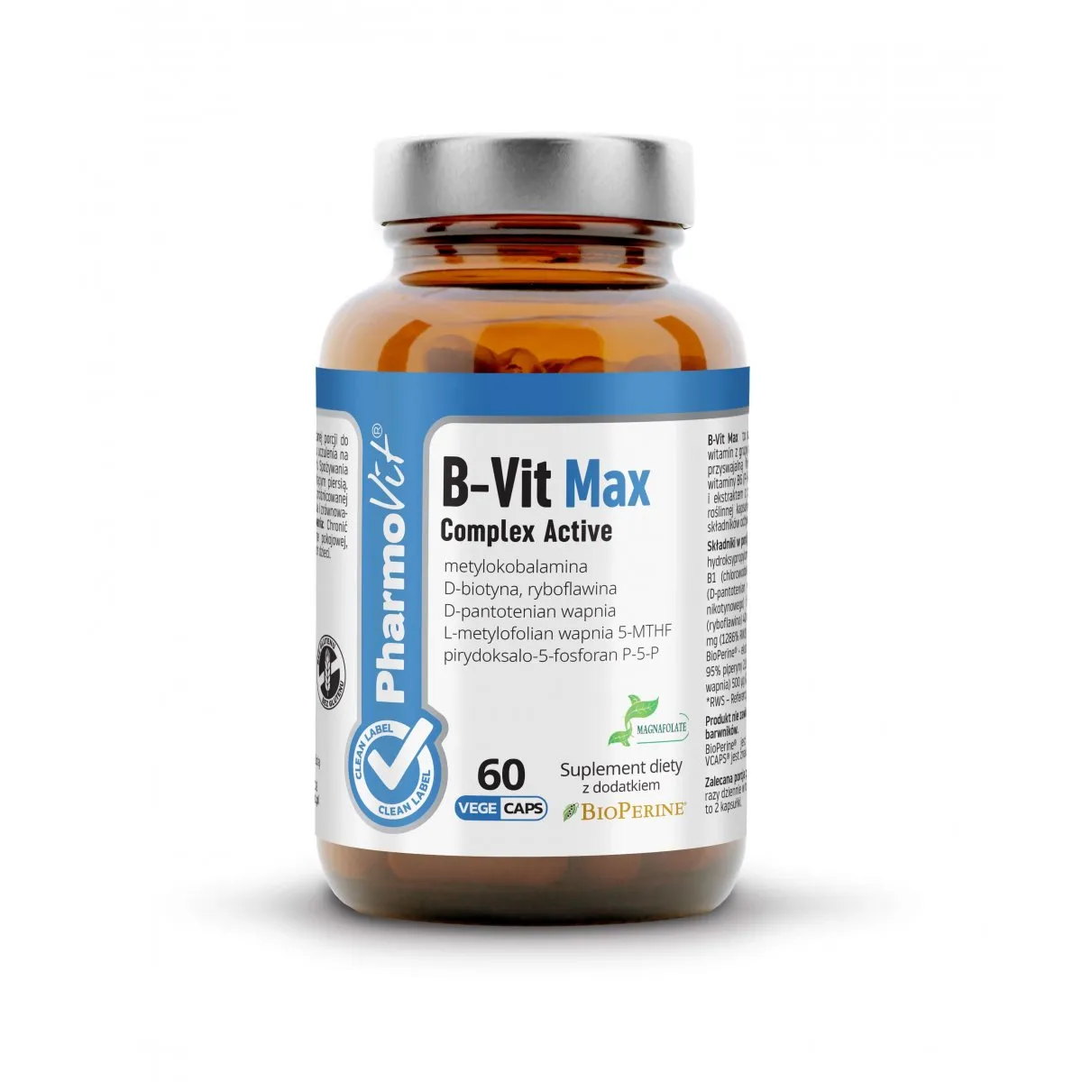 Pharmovit B-Vit Max Complex Active, suplement diety, 60 kapsułek