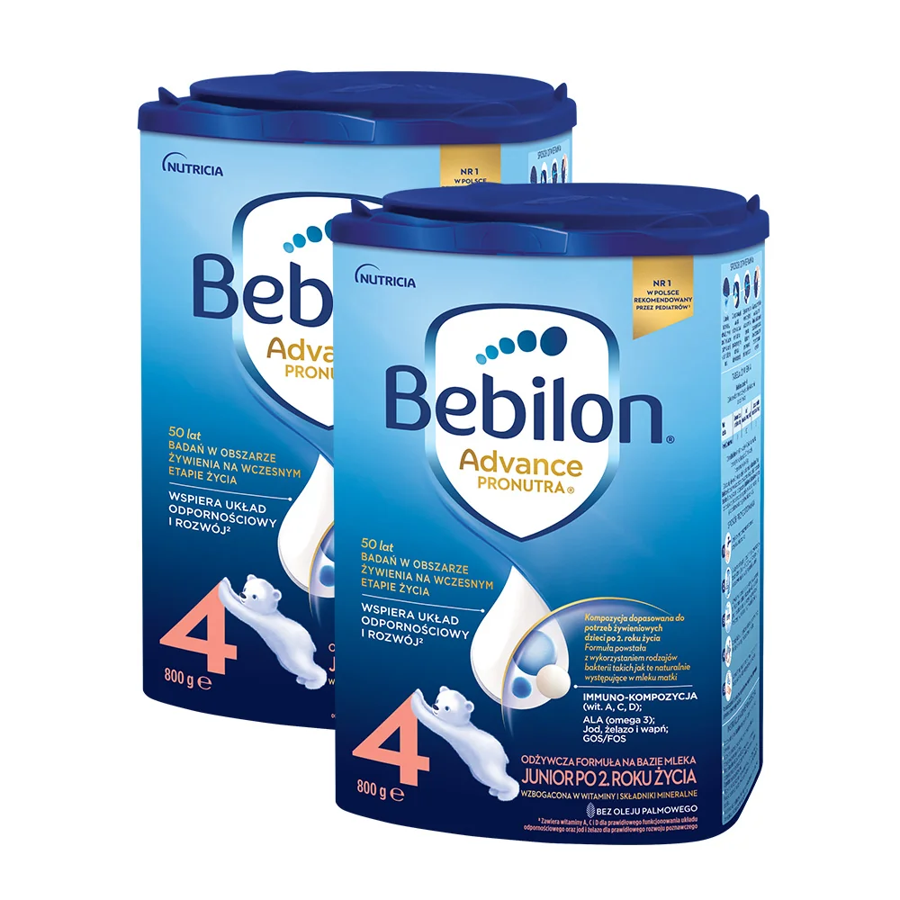 Bebilon Junior z Pronutra+ 4 mleko modyfikowane powyżej 2 roku życia, 2 x 800 g