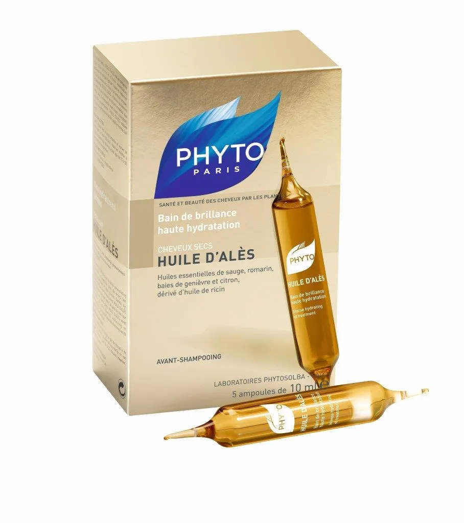 Phto Huile D'Ales, intensywnie nawilżający olejek pielęgnacyjny do włosów suchych, ampułki, 5x10 ml