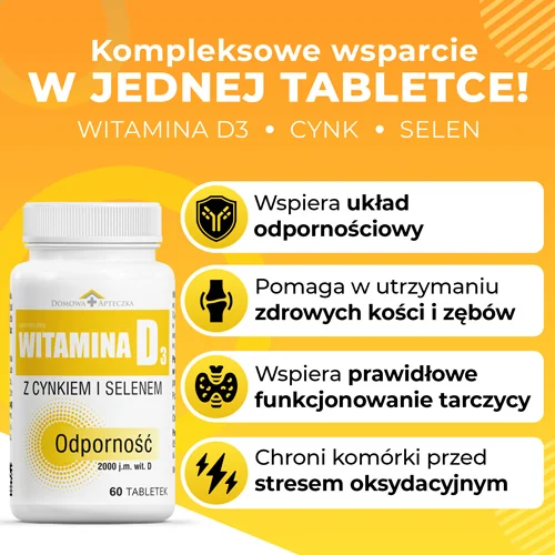 Domowa Apteczka Witamina D3 z Cynkiem i Selenem 60 tabletek